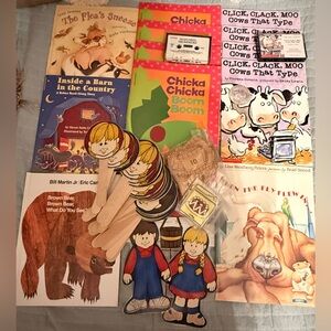 Book lot of 12 Early Childhood Books Cassettes Puppets Rhyme Teacher Classroom